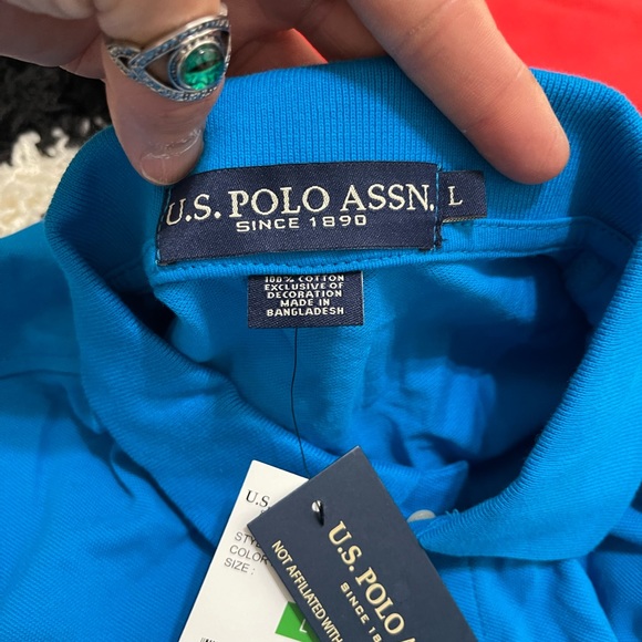 NWT Len’s Size Large U.S.POLO ASSN Short-sleeve Polo Shirt Logo Embroidered Blue - Picture 8 of 14